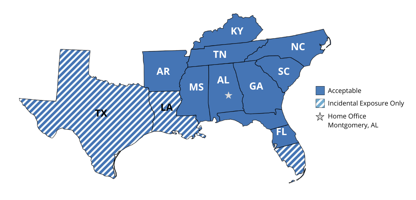 AIA provides workers' compensation coverage throughout the Southeast